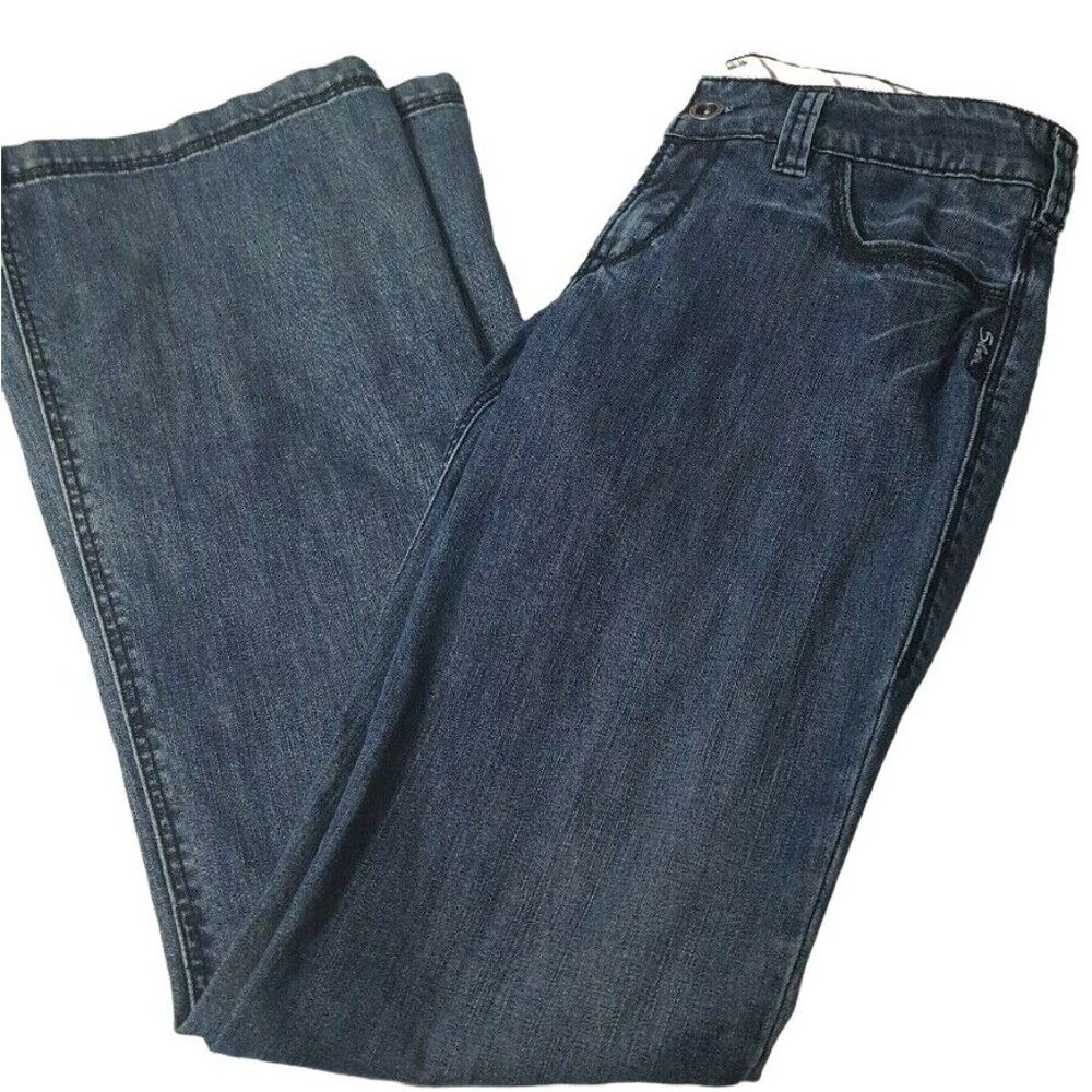 Silver‎ Womens Flare Jeans Tag 28 Fits 30/34 Distressed Medium Wash Low Rise
